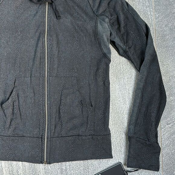 NWT REVOLVE Michael Lauren Full Zip Grey Snake Print Hoodie Pockets Thumbholes S - Picture 4 of 16